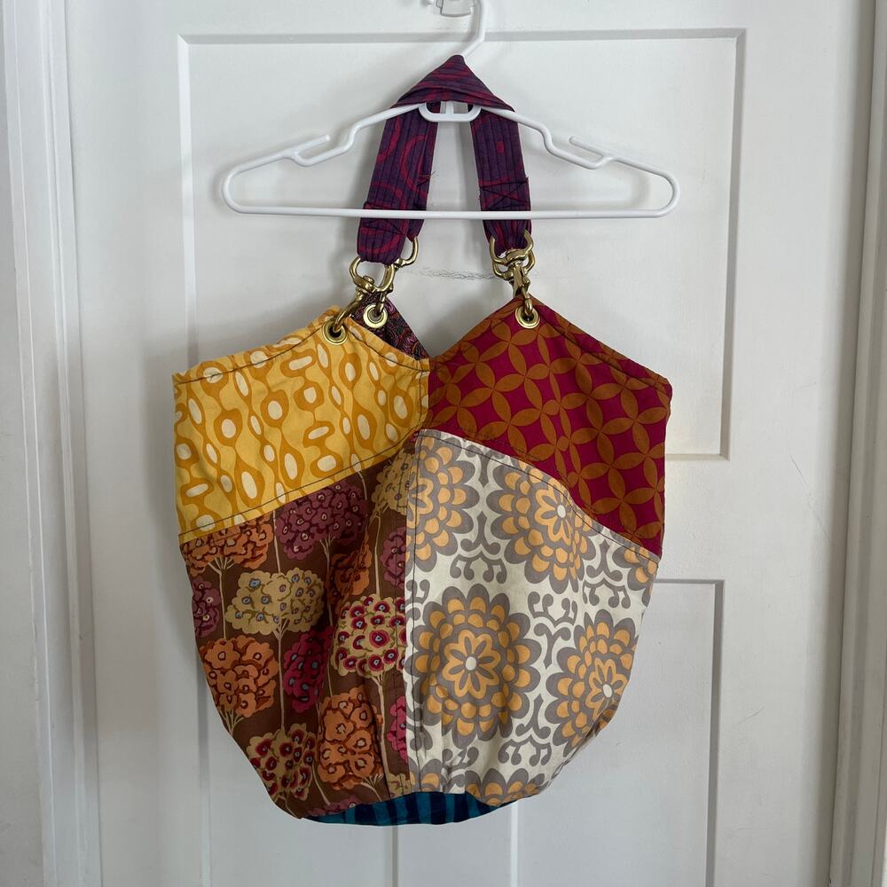 Bucket Bag Patchwork Brightly Colored Boho Large - image 2